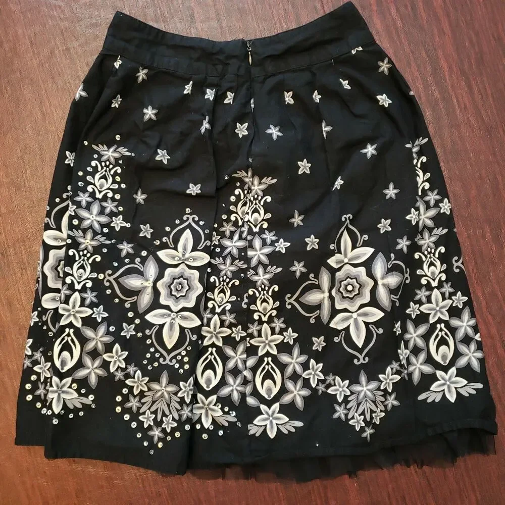 Girls Justice Blue Floral Sequin Skirt Sz 7